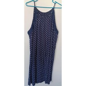 Apt 9 Intimates XXL Navy Blue Diamond Print Crochet Lace Trim Nightgown Boho